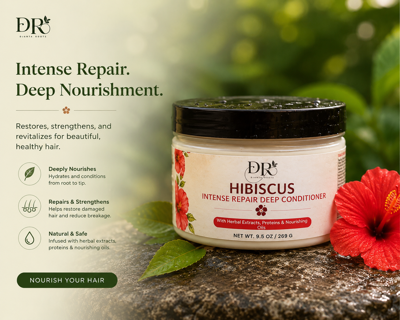 HIBISCUS shampoo, conditioner, & Hair Growth oil